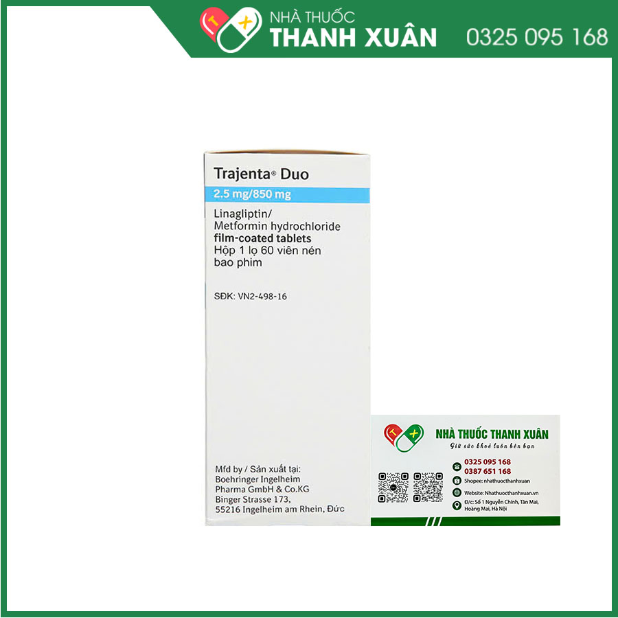 Trajenta Duo 2,5mg/850mg thuốc điều trị đái tháo đường tuýp 2